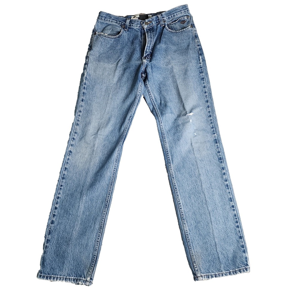 Harley Davidson Mens 34 x 34 Blue Denim Pants Traditional Fit Distressed Grunge